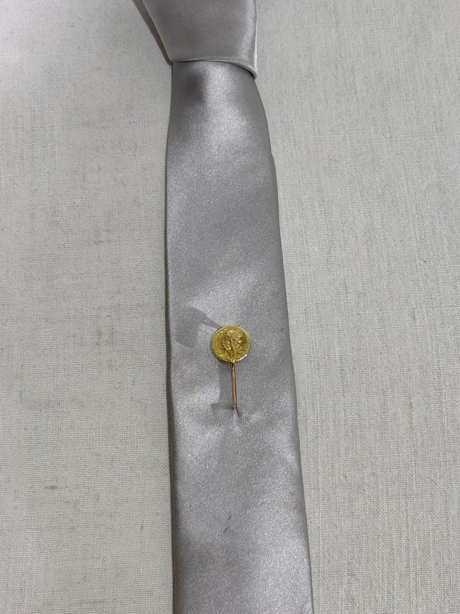 RÉVILLON - EPINGLE A CRAVATE EN OR ROSE ET JAUNE-photo-7