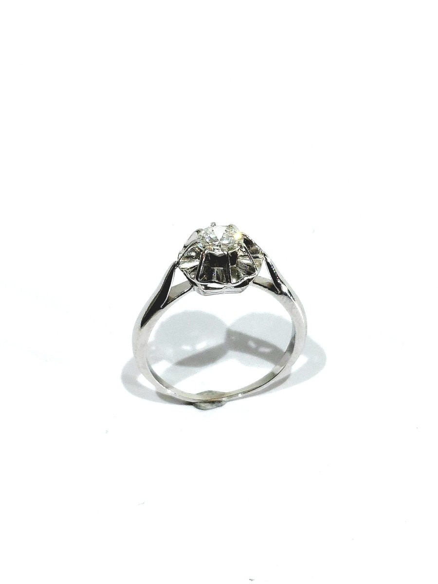 SOLITAIRE EN OR BLANC ET DIAMANT-photo-2