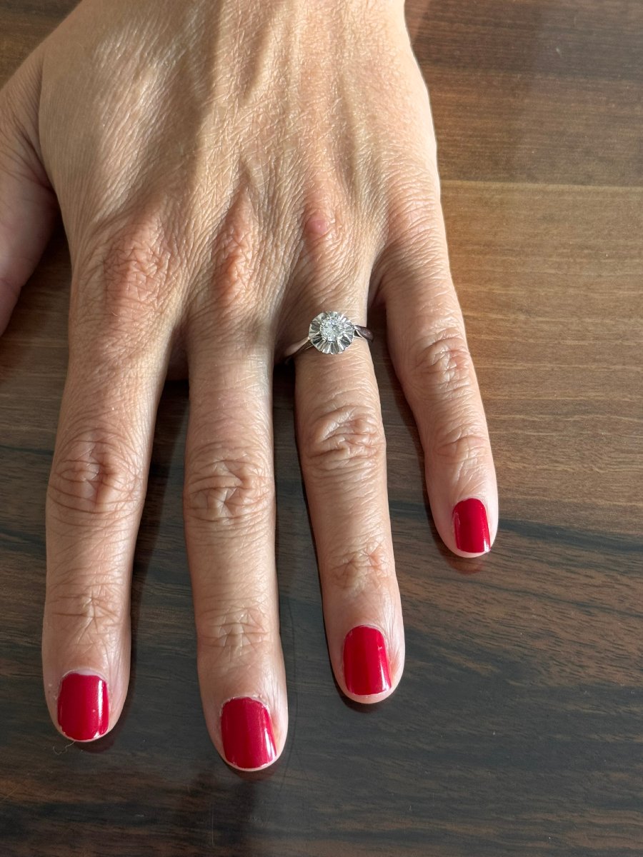 SOLITAIRE EN OR BLANC ET DIAMANT-photo-6