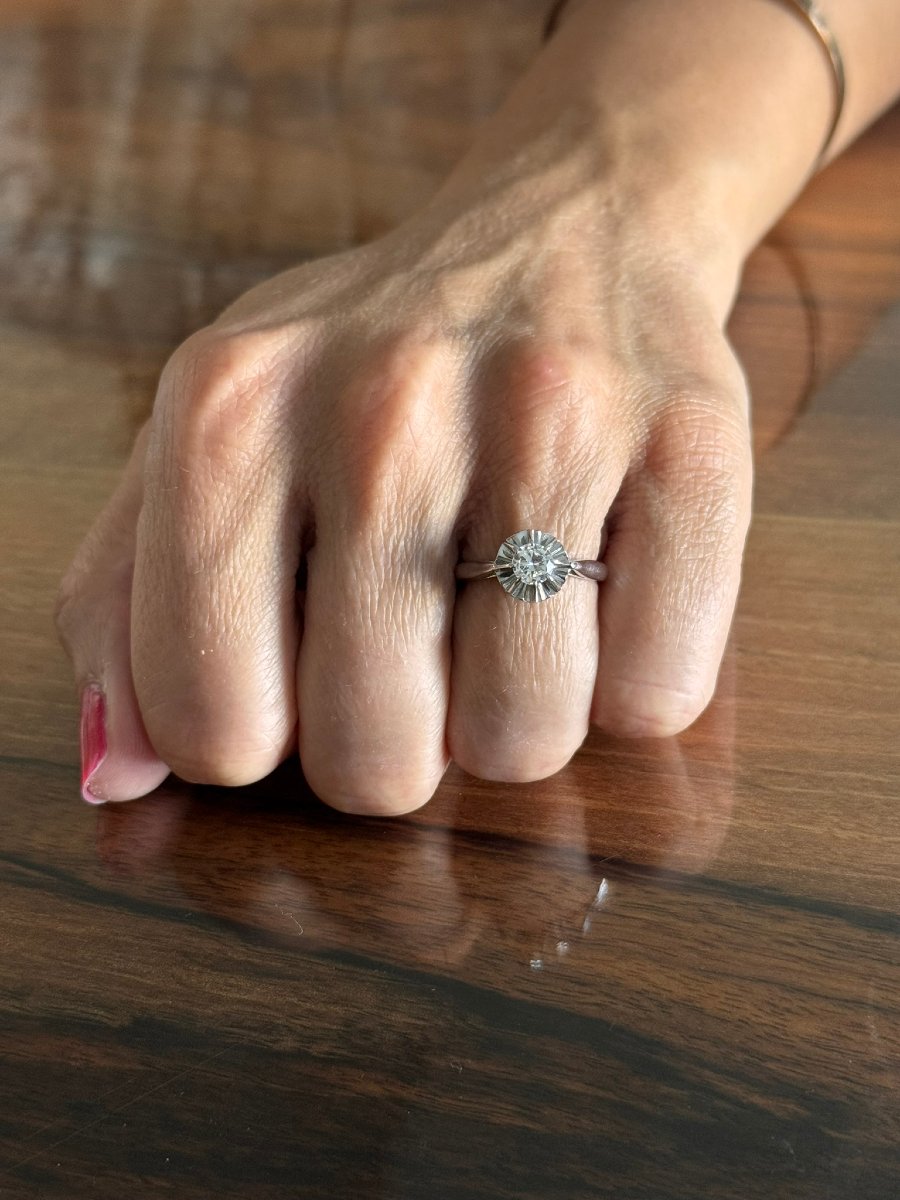 SOLITAIRE EN OR BLANC ET DIAMANT-photo-7