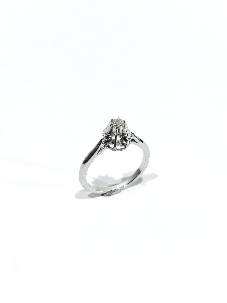 Solitaire Ring In White Gold And Diamond-photo-2