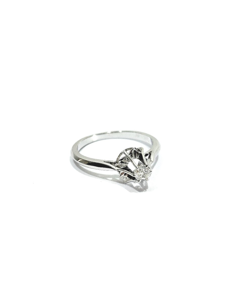 Solitaire Ring In White Gold And Diamond-photo-3