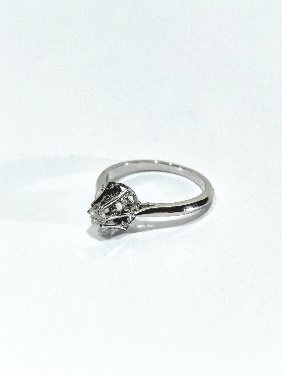 Solitaire Ring In White Gold And Diamond-photo-4