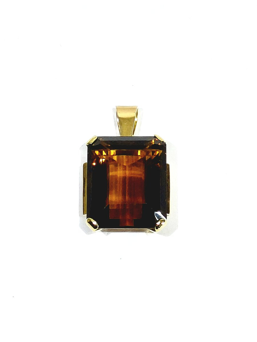 Pendentif en or rose et citrine-photo-2