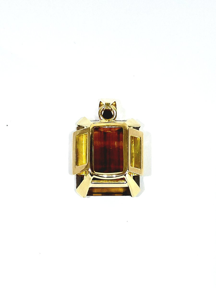 Pendentif en or rose et citrine-photo-4