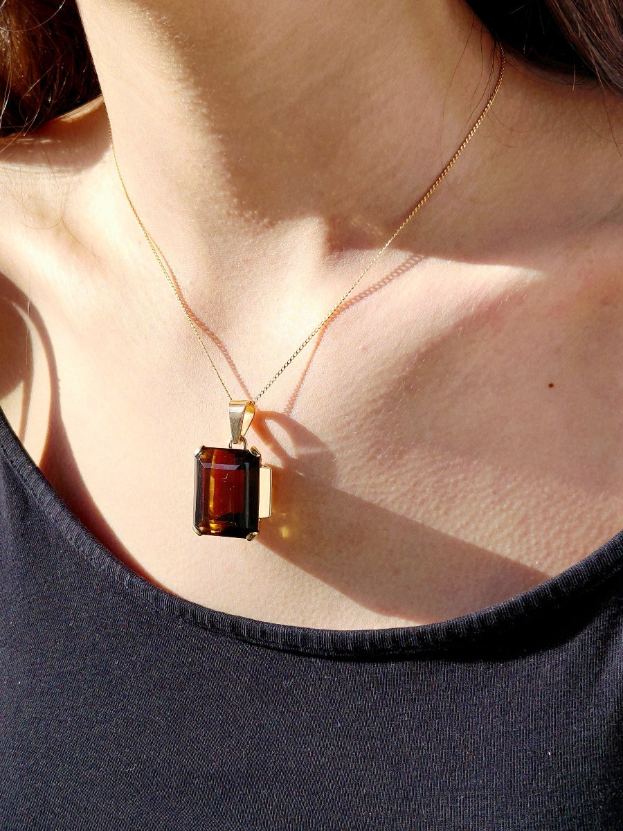 Pendentif en or rose et citrine-photo-7