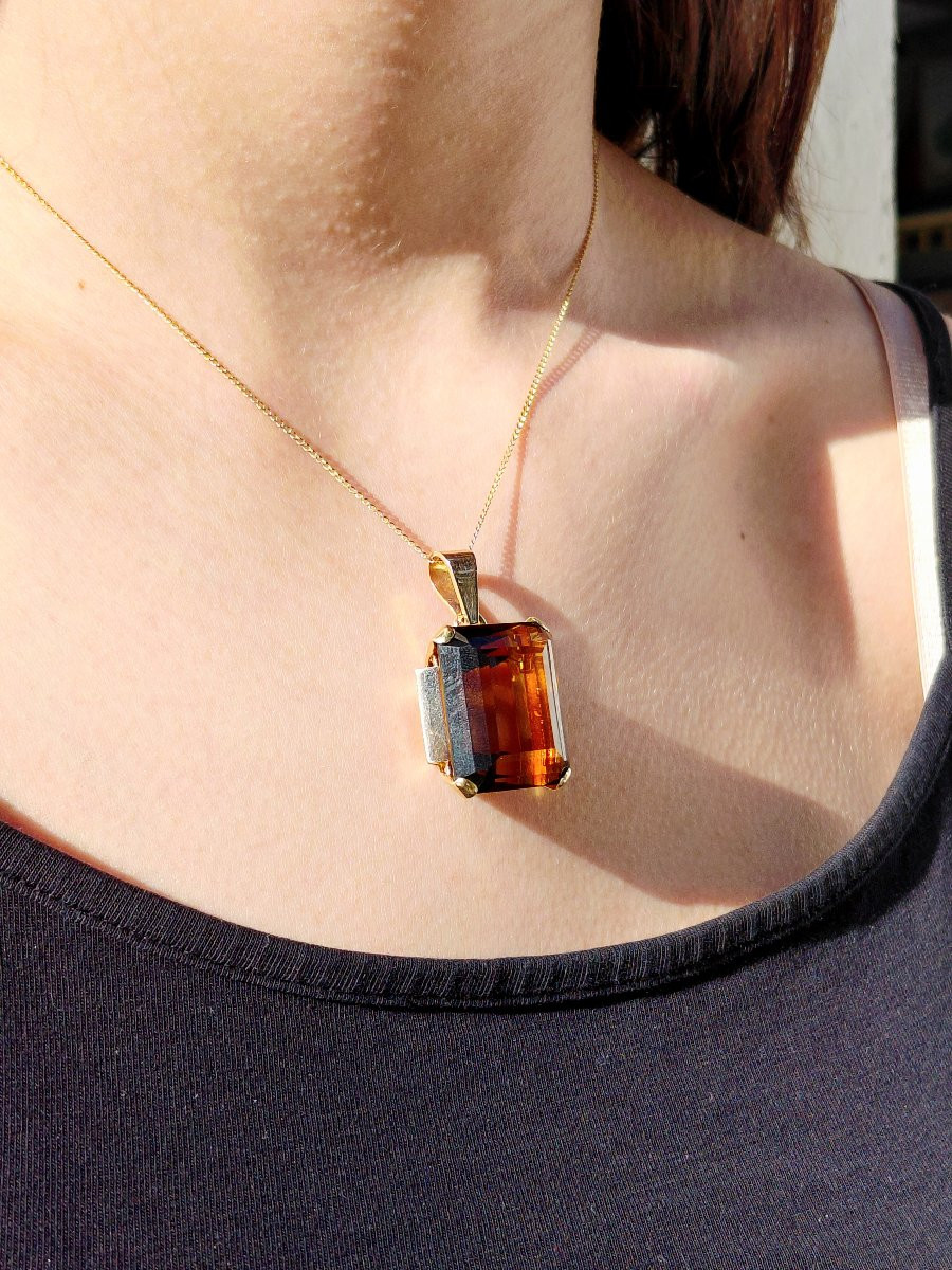 Pendentif en or rose et citrine-photo-8