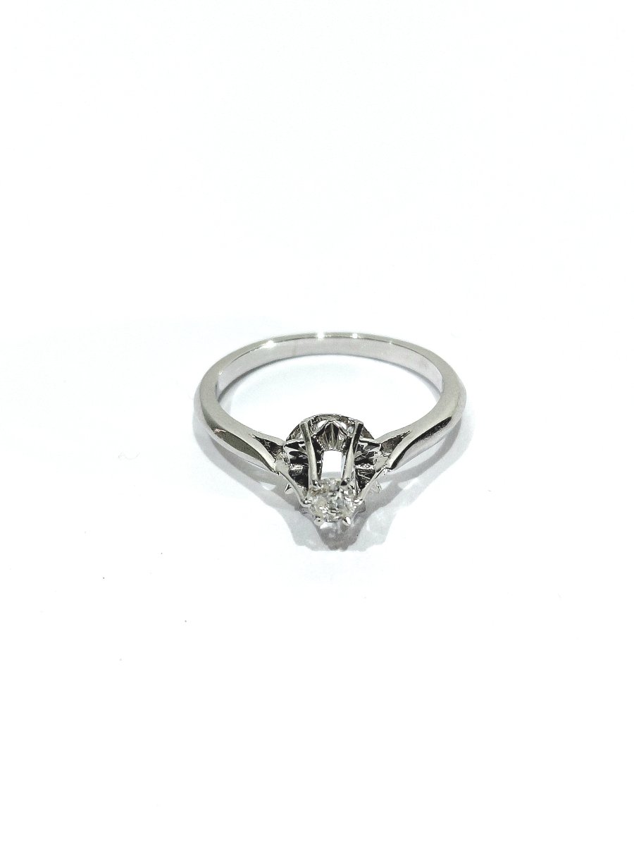 Solitaire Ring In White Gold And Diamond-photo-3