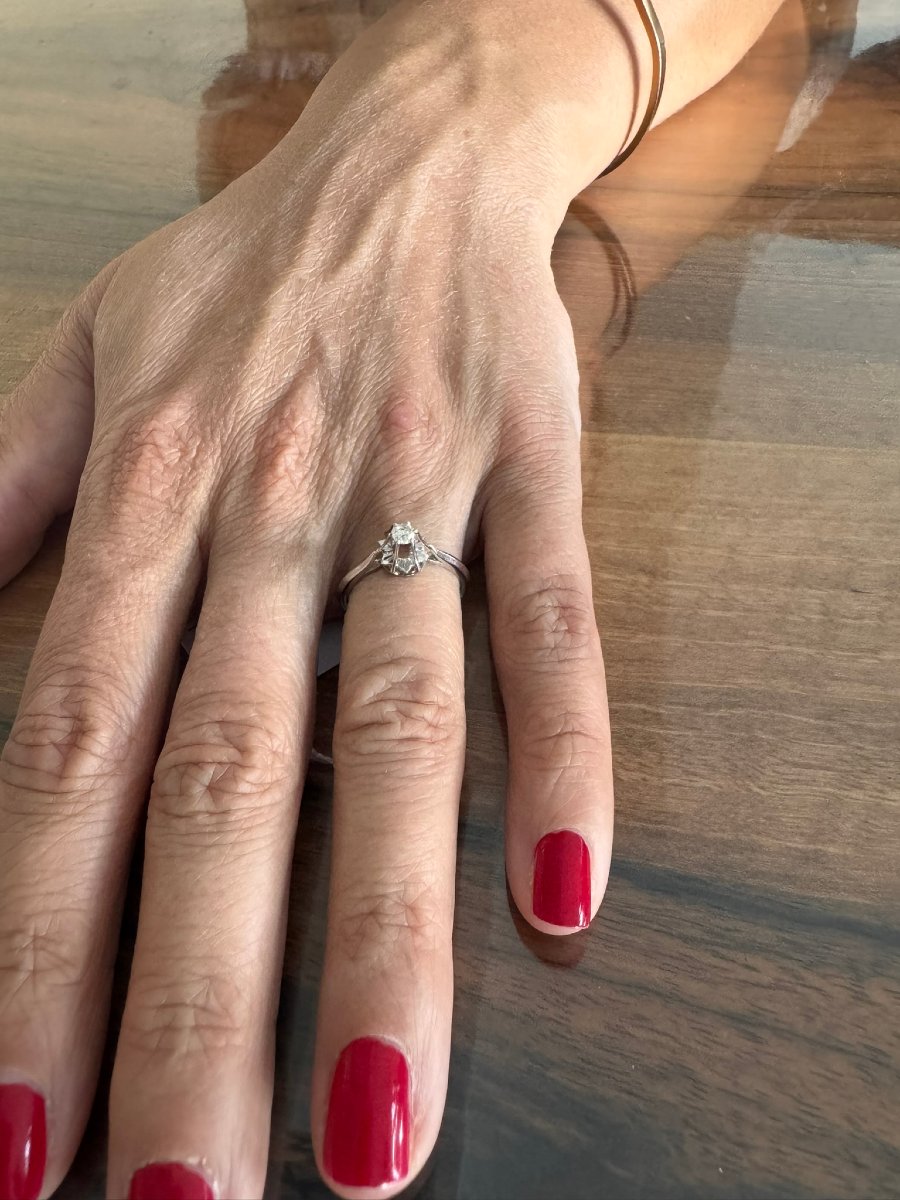 Solitaire Ring In White Gold And Diamond-photo-6