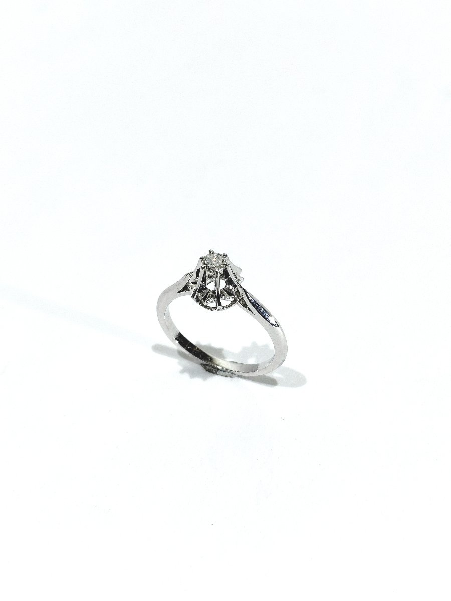 Solitaire Ring In White Gold And Diamond