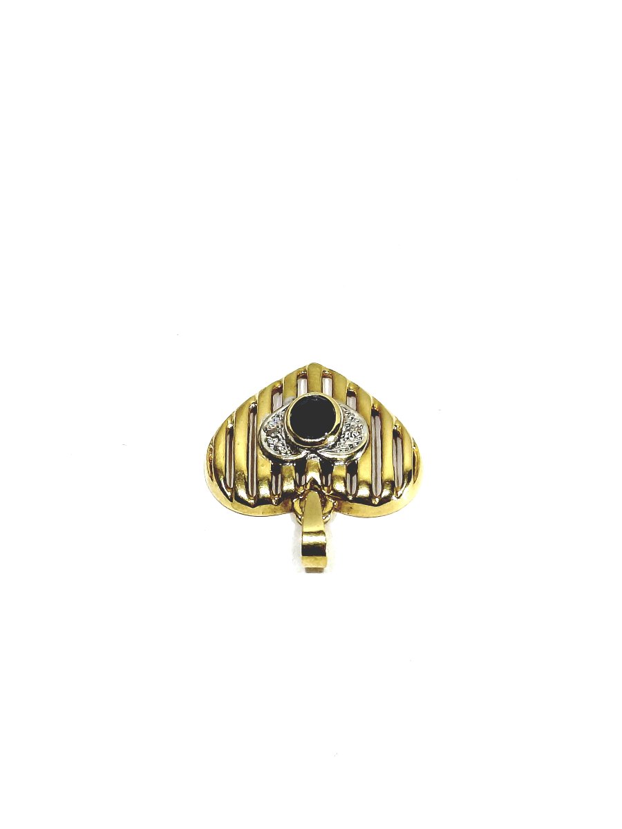 Pendentif coeur or diamants et saphir -photo-3
