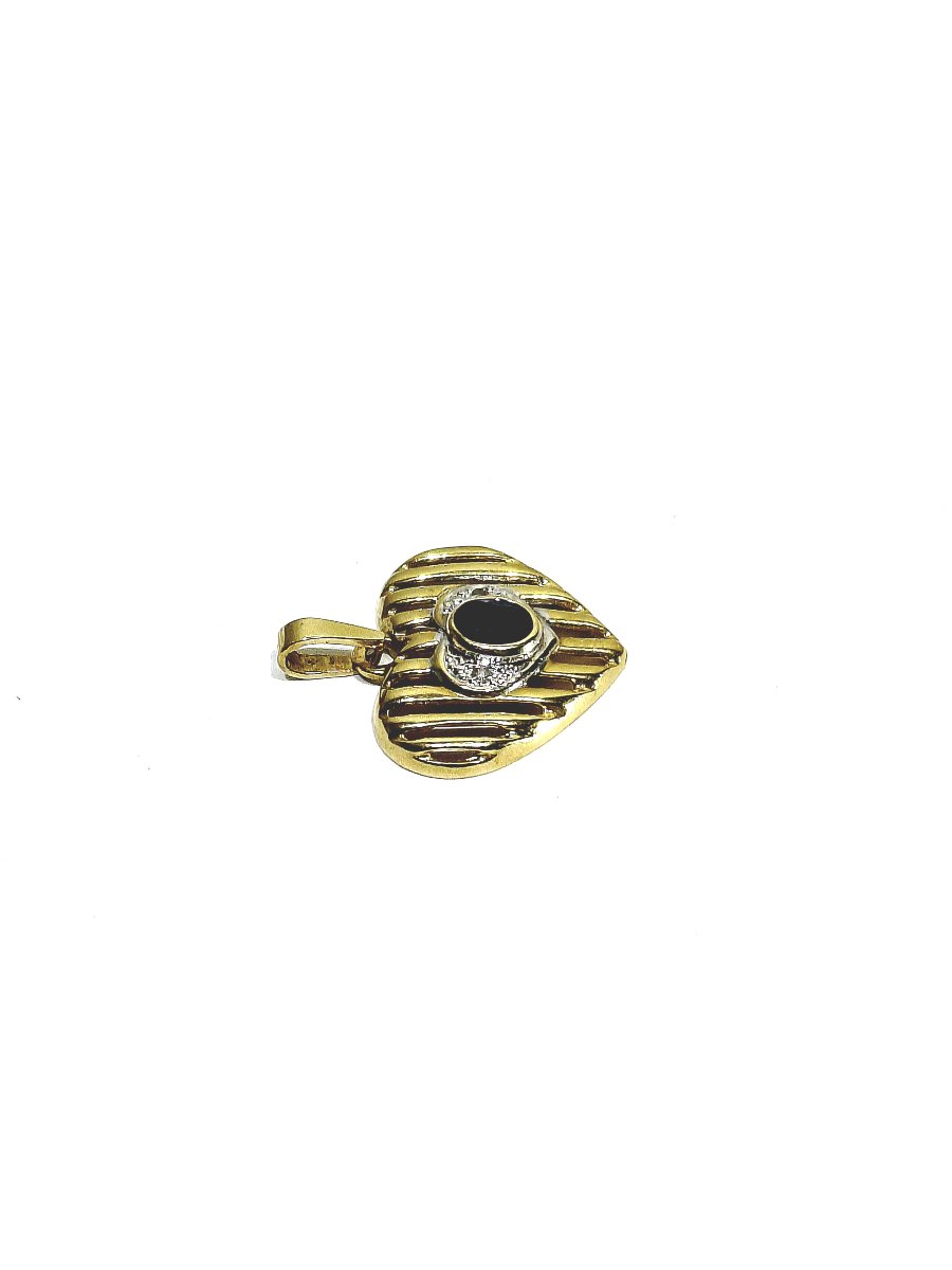 Pendentif coeur or diamants et saphir -photo-4