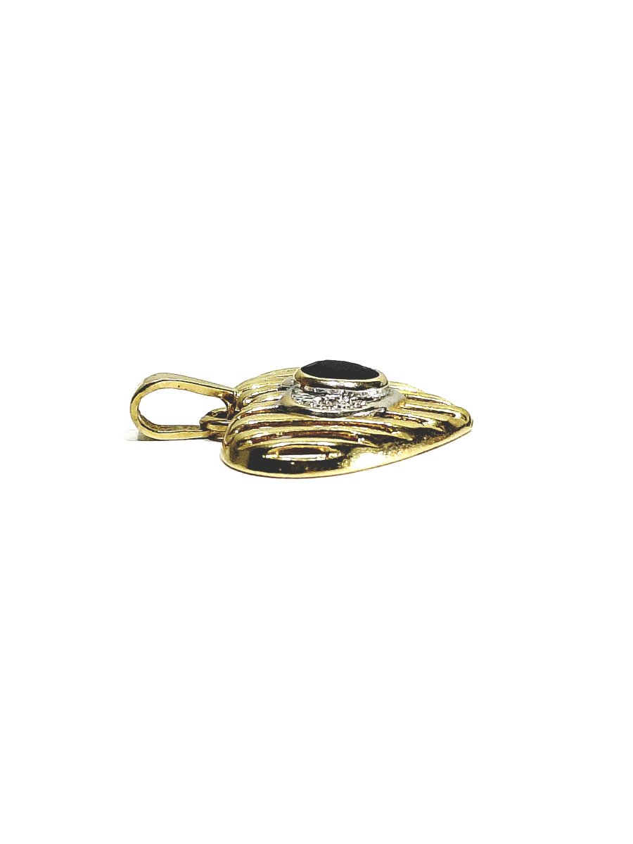 Pendentif coeur or diamants et saphir -photo-3