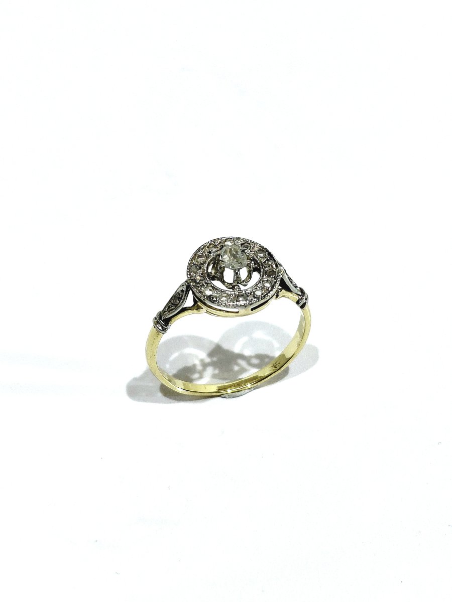 Yellow Gold And Diamond Target Ring -photo-2