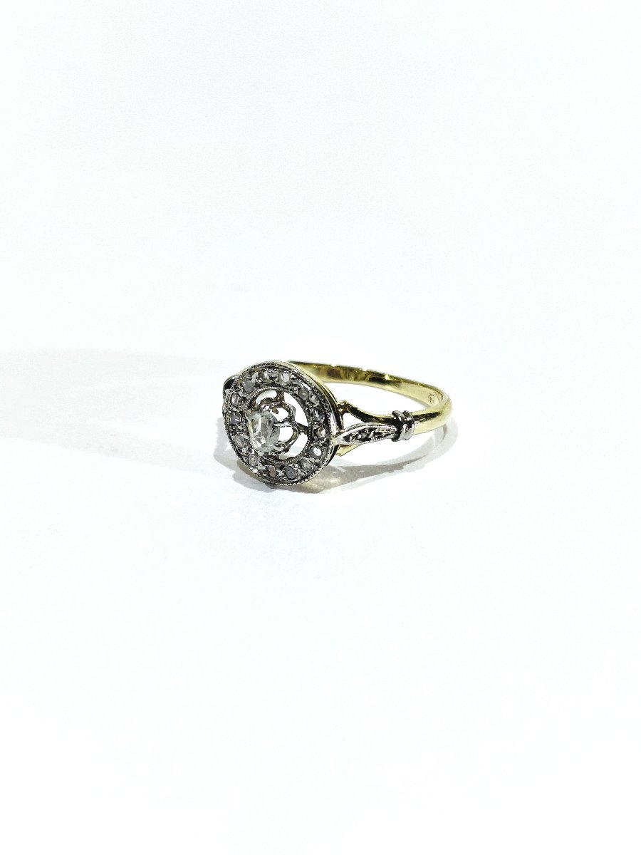 Yellow Gold And Diamond Target Ring -photo-3