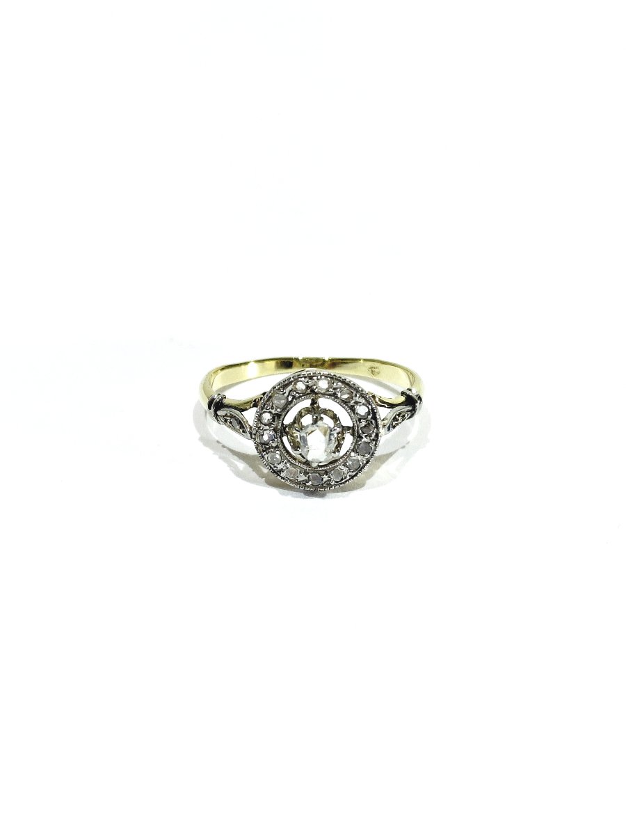 Yellow Gold And Diamond Target Ring -photo-4