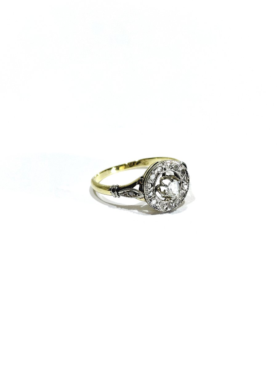 Yellow Gold And Diamond Target Ring -photo-3