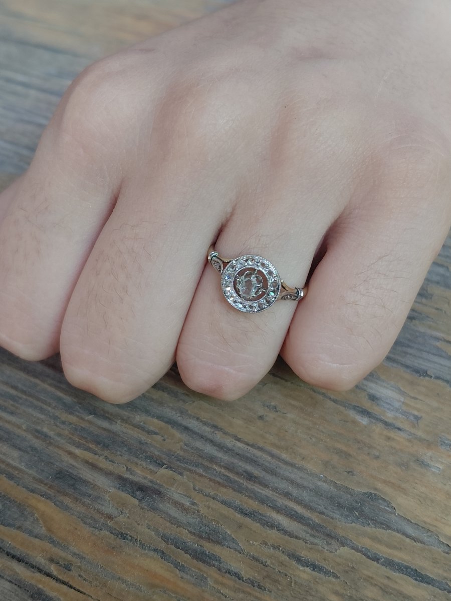 Yellow Gold And Diamond Target Ring -photo-6