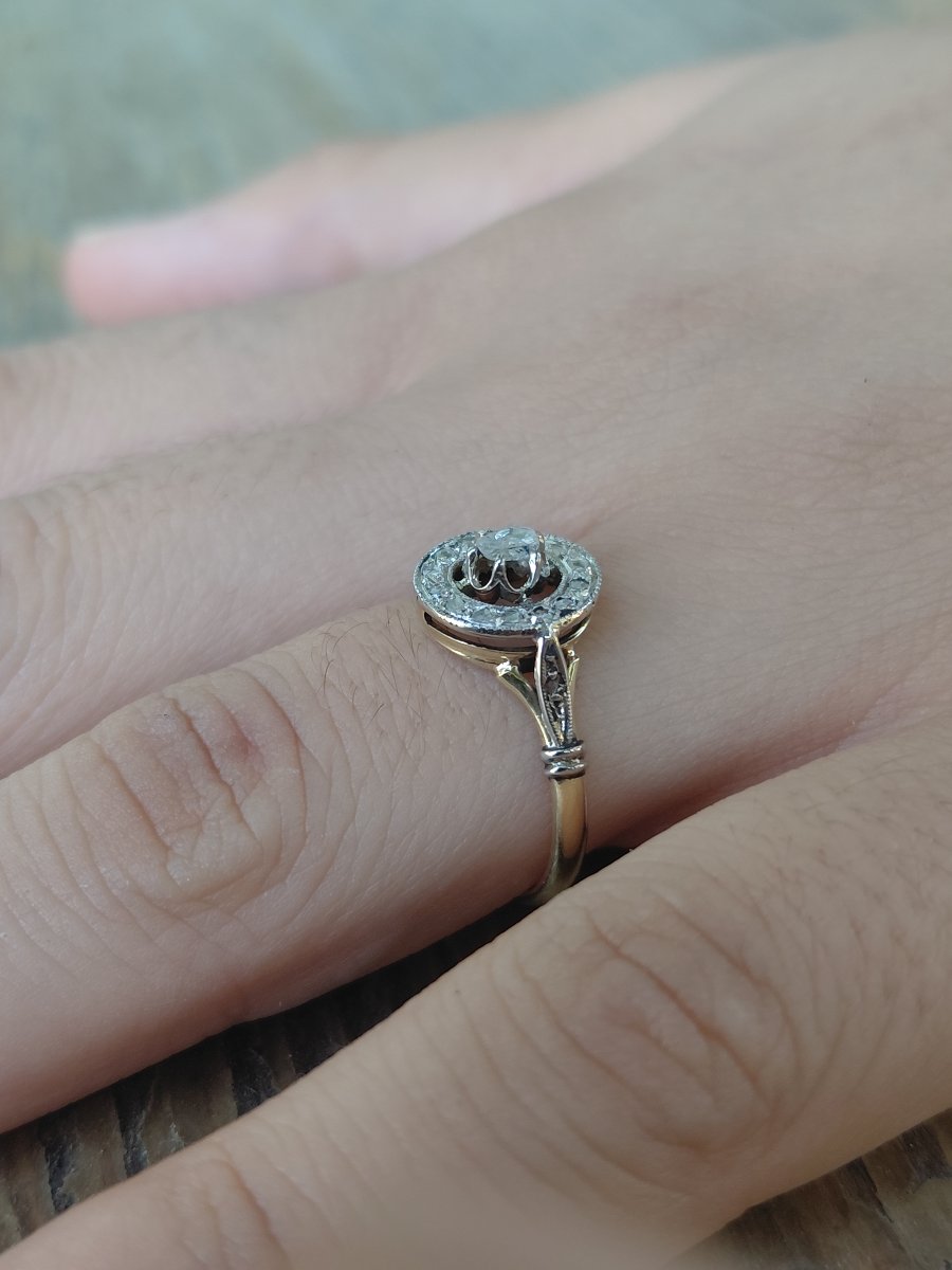 Yellow Gold And Diamond Target Ring -photo-8