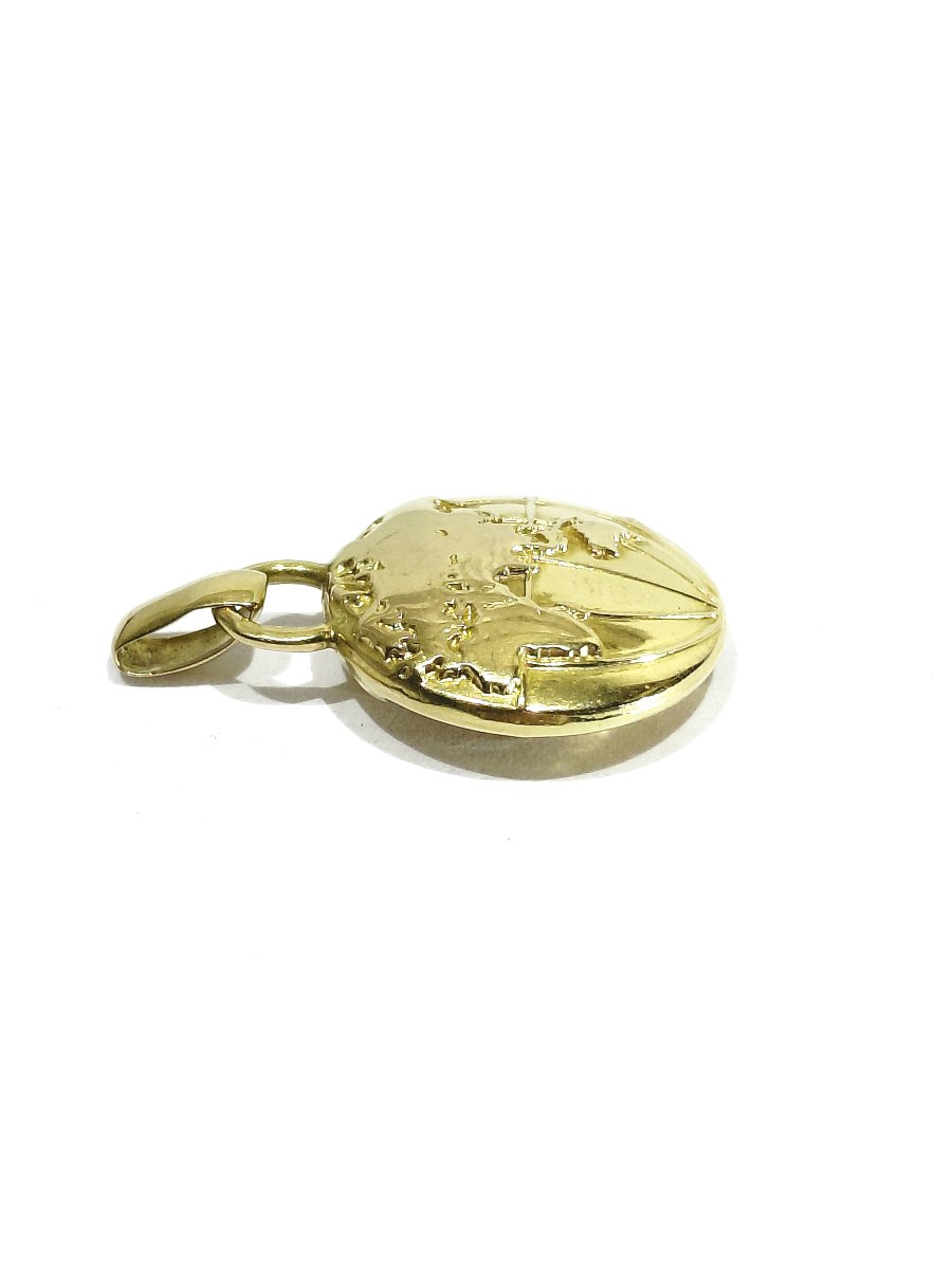 Pendentif Globe Terrestre En Or Jaune -photo-3