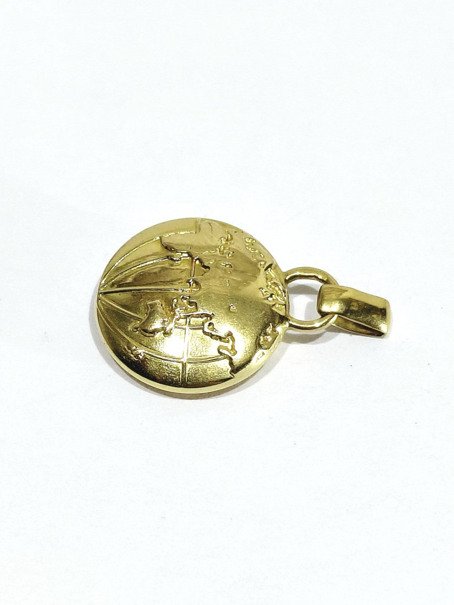 Pendentif Globe Terrestre En Or Jaune -photo-4