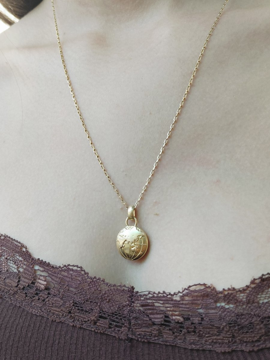 Pendentif Globe Terrestre En Or Jaune -photo-7