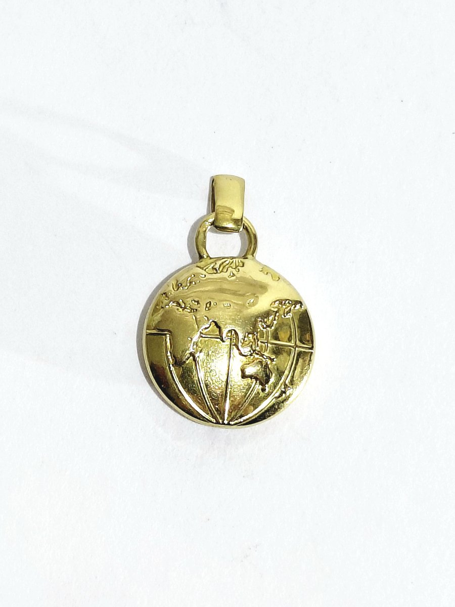 Pendentif Globe Terrestre En Or Jaune 