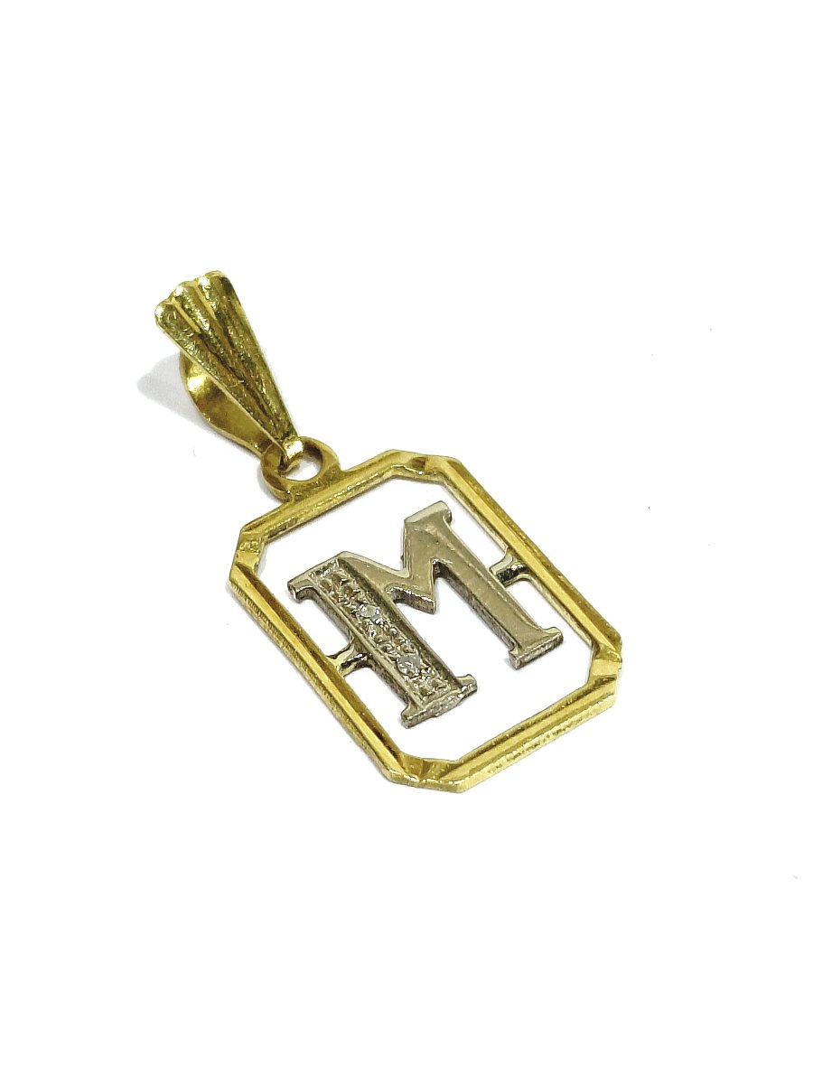 "m" Pendant In Gold And Diamonds-photo-2