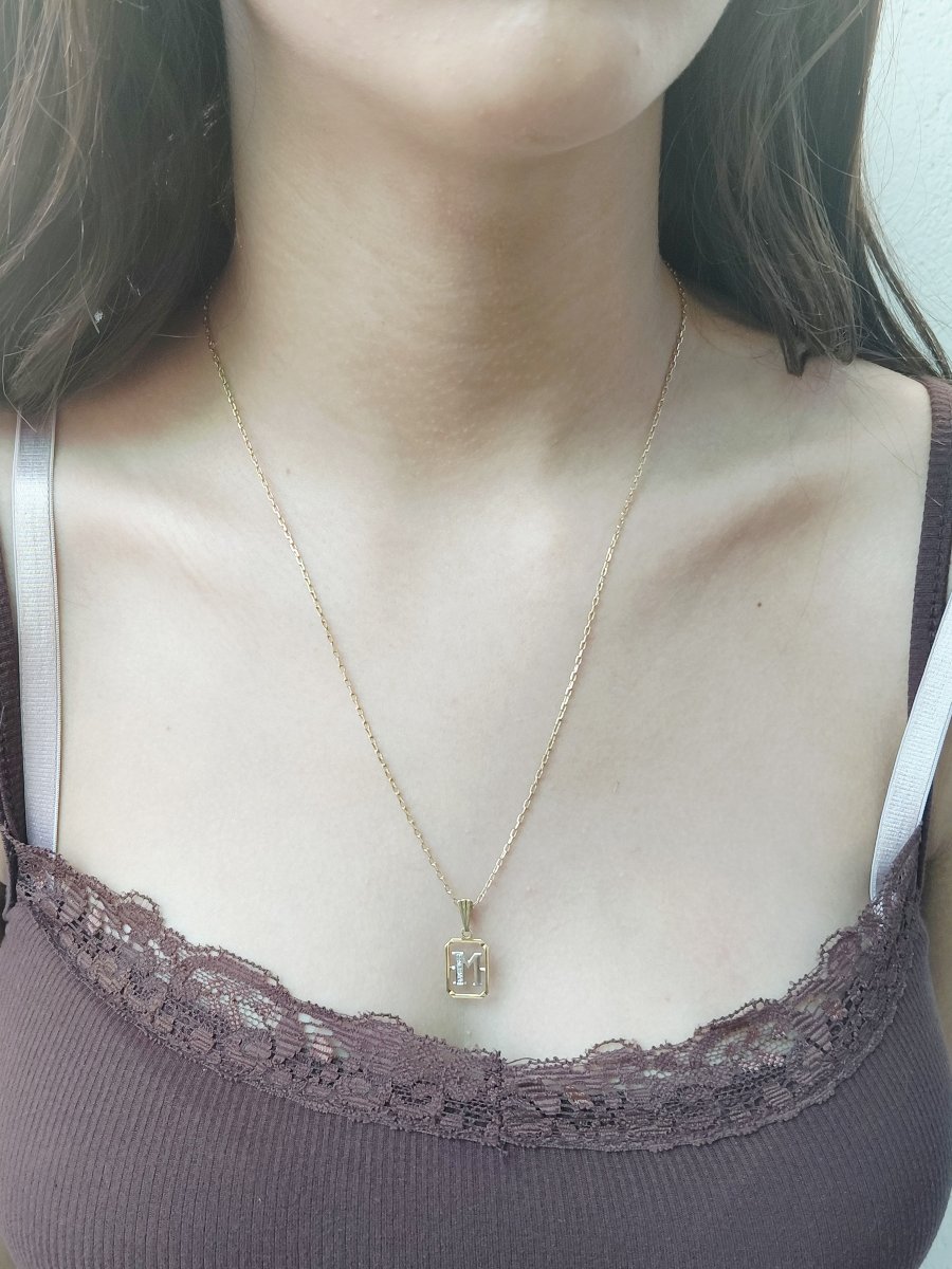 "m" Pendant In Gold And Diamonds-photo-6