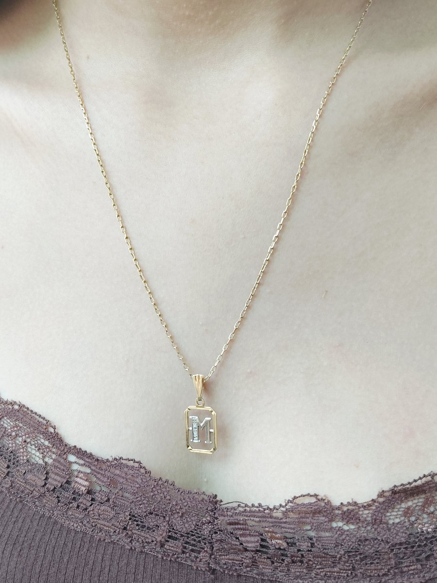 "m" Pendant In Gold And Diamonds-photo-7