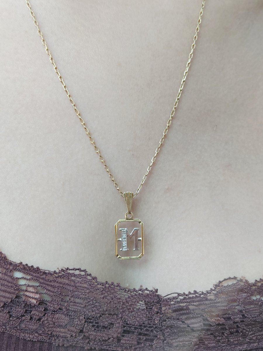 "m" Pendant In Gold And Diamonds-photo-8