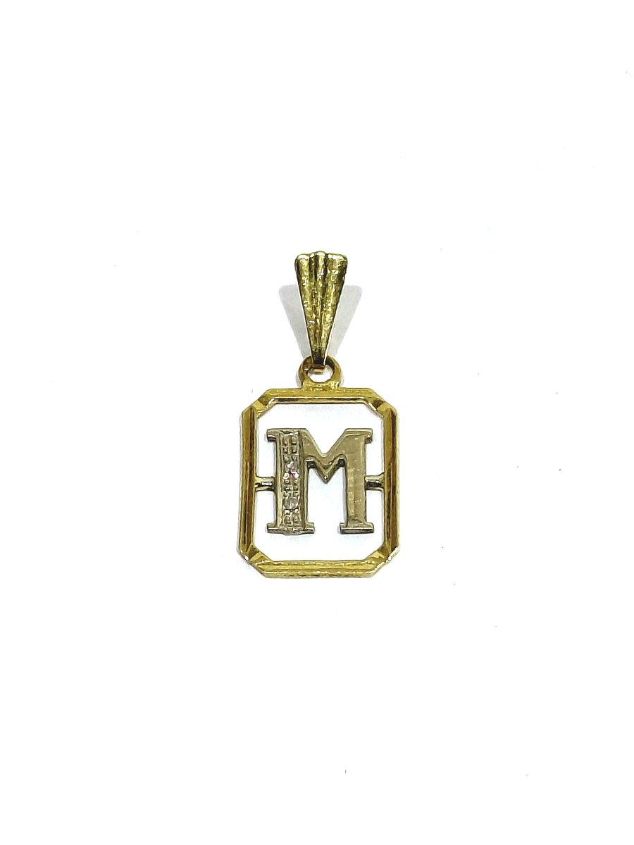 "m" Pendant In Gold And Diamonds