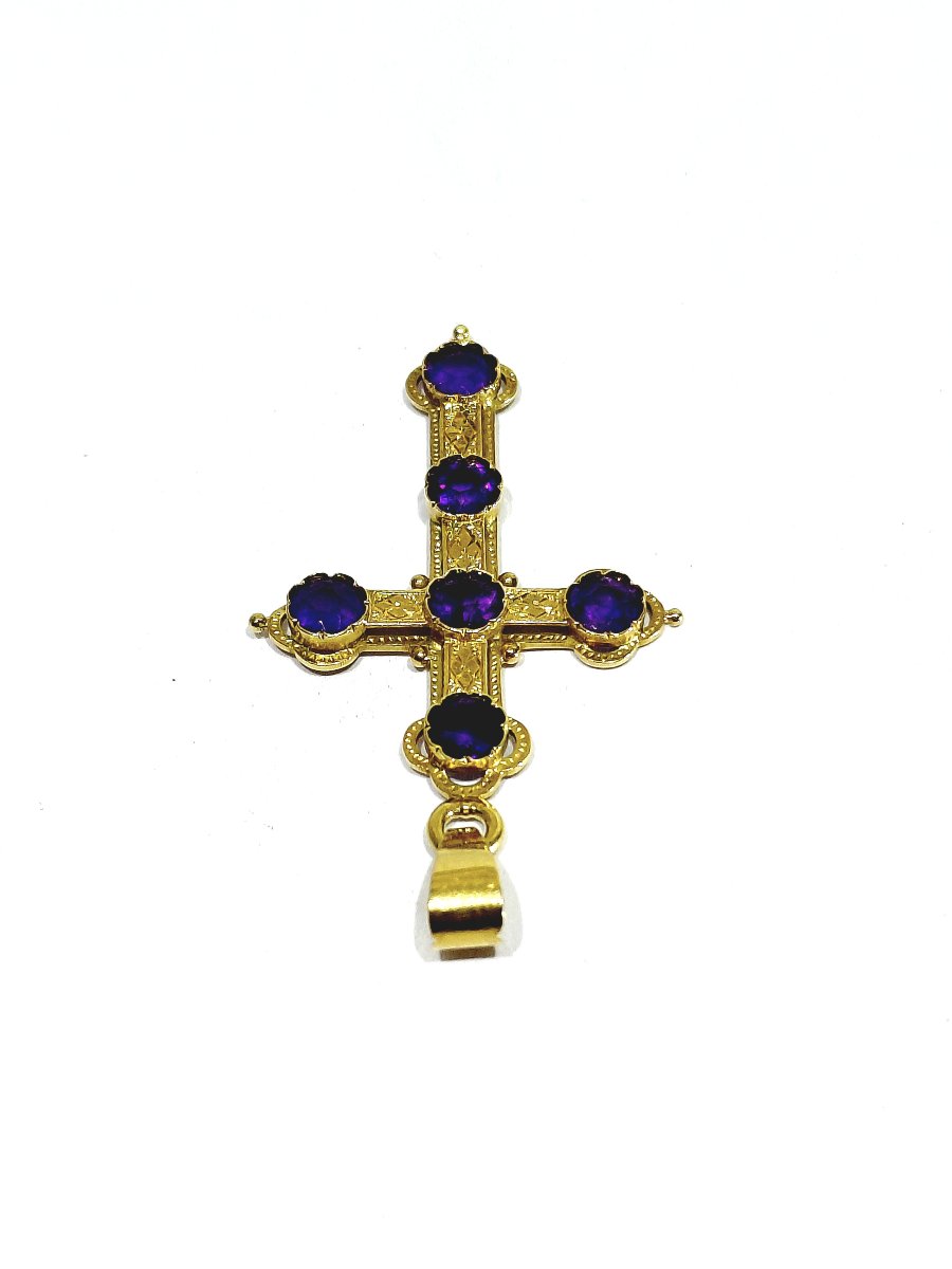 Croix En Or Et Améthyste-photo-3