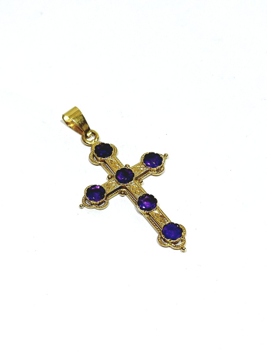Croix En Or Et Améthyste-photo-5