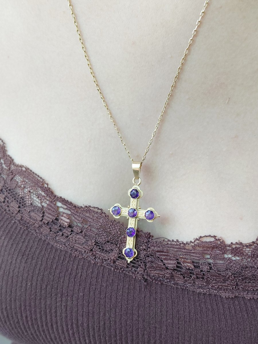 Croix En Or Et Améthyste-photo-6