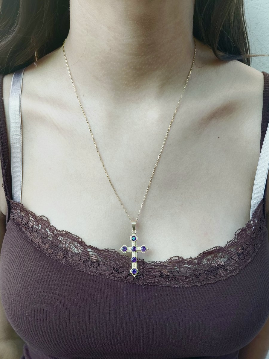 Croix En Or Et Améthyste-photo-7