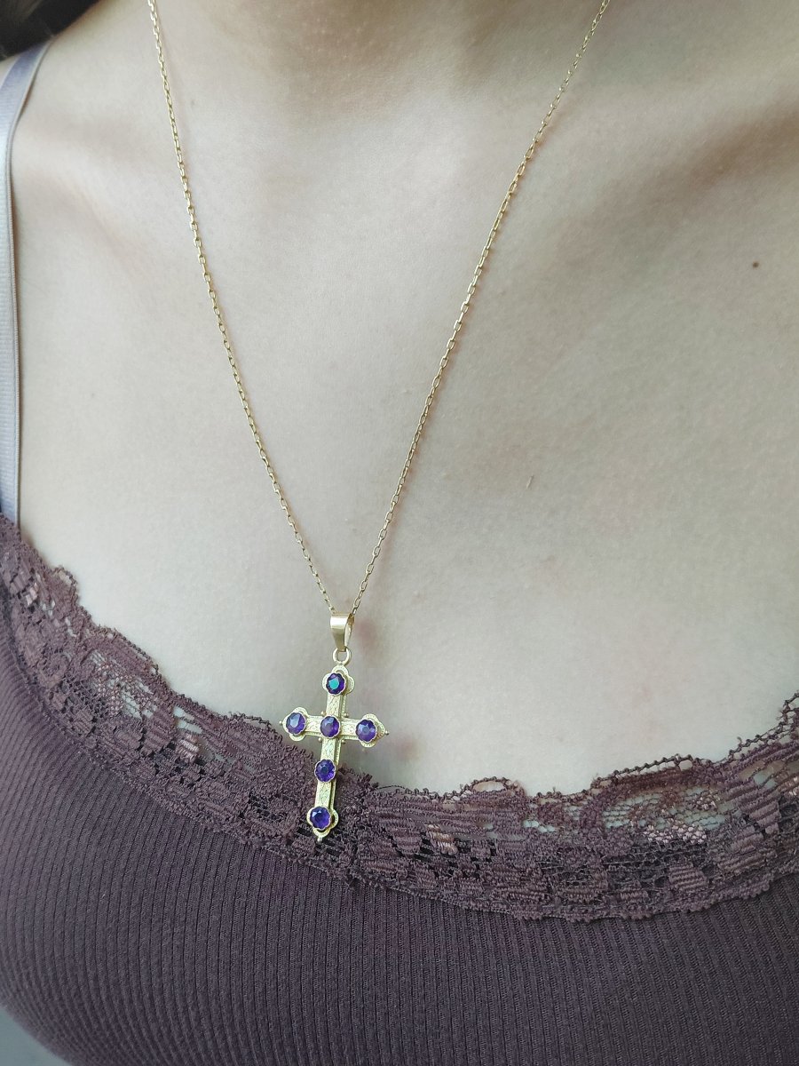 Croix En Or Et Améthyste-photo-8