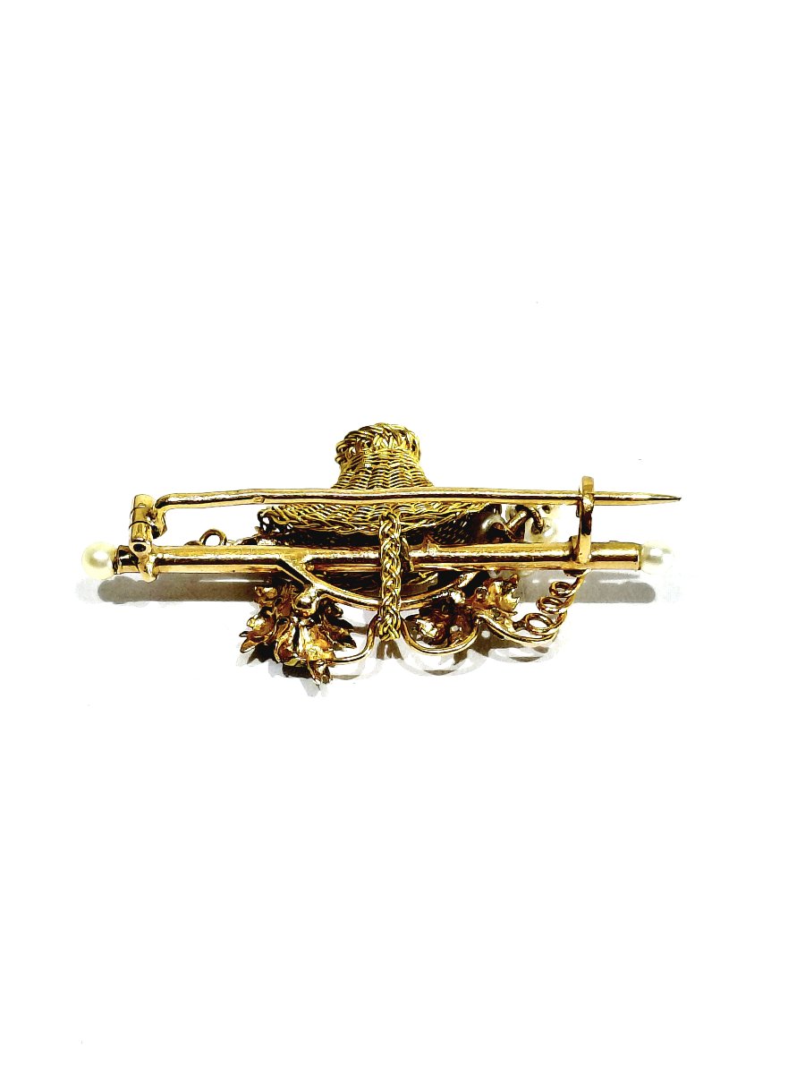 Yellow Gold, Rose Gold, And Pearl Brooch-photo-1