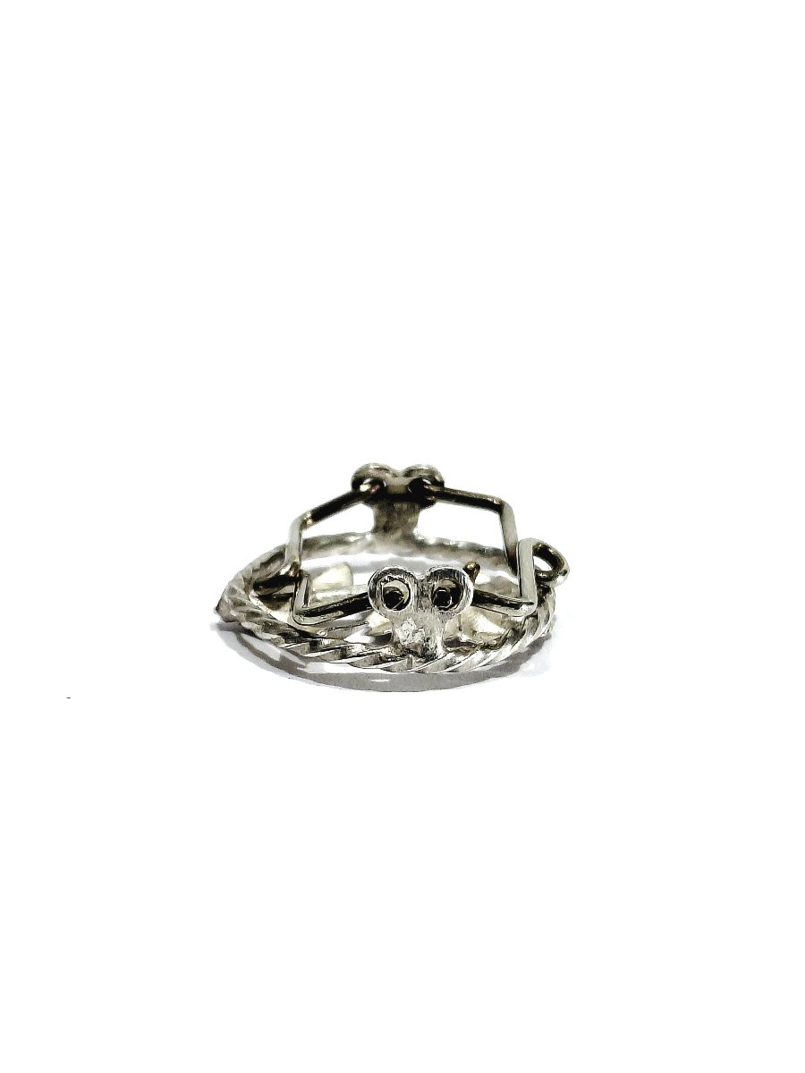 Bouton de plastron en argent à décors de fleurs-photo-2