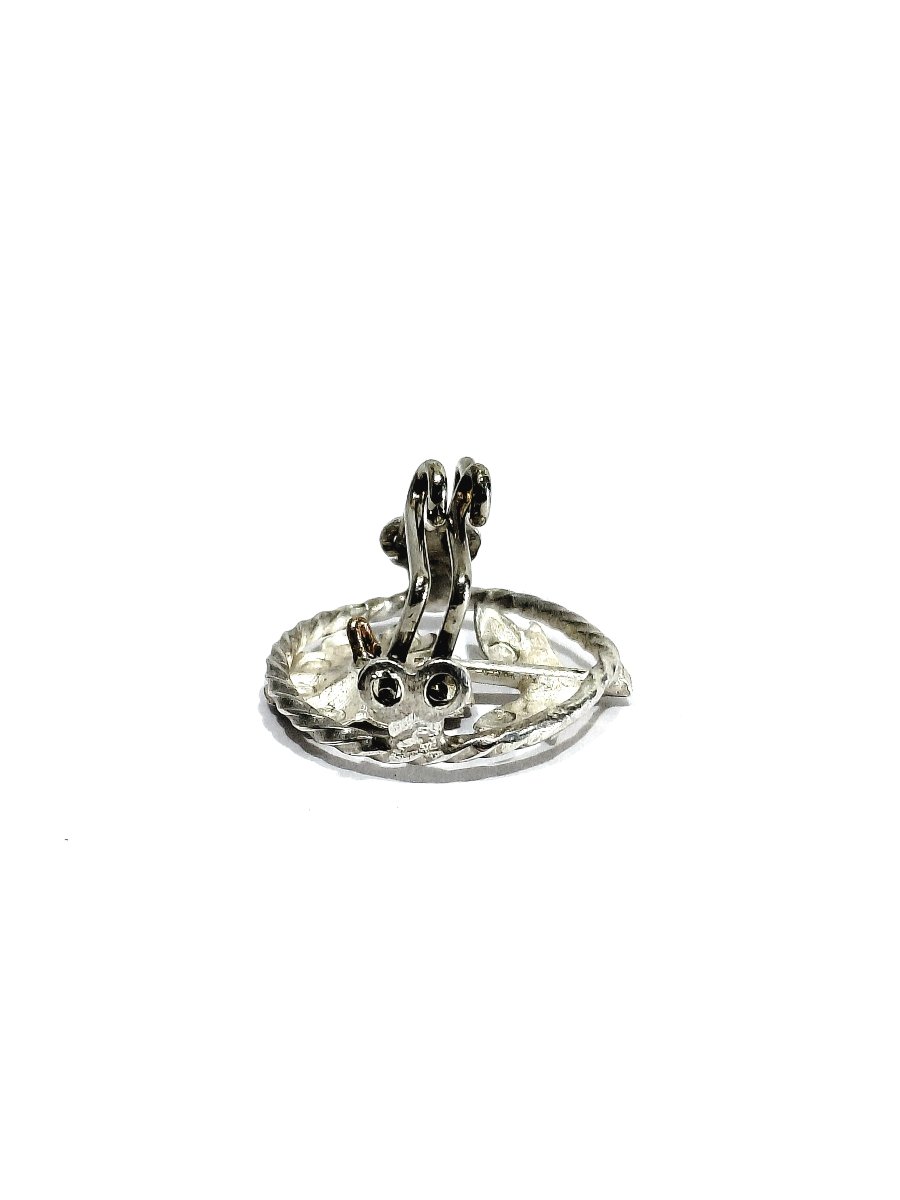 Bouton de plastron en argent à décors de fleurs-photo-3