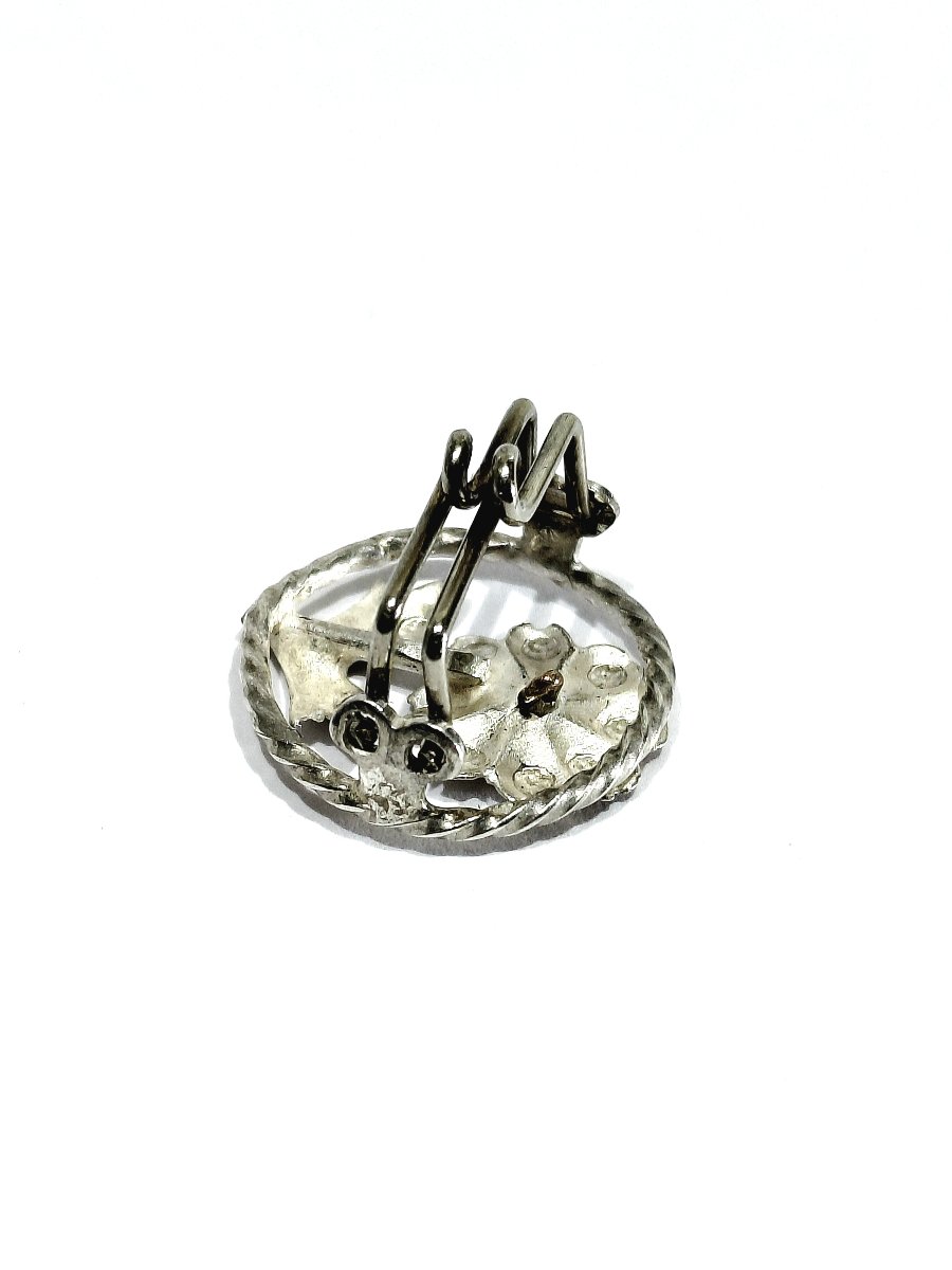 Bouton de plastron en argent à décors de fleurs-photo-4