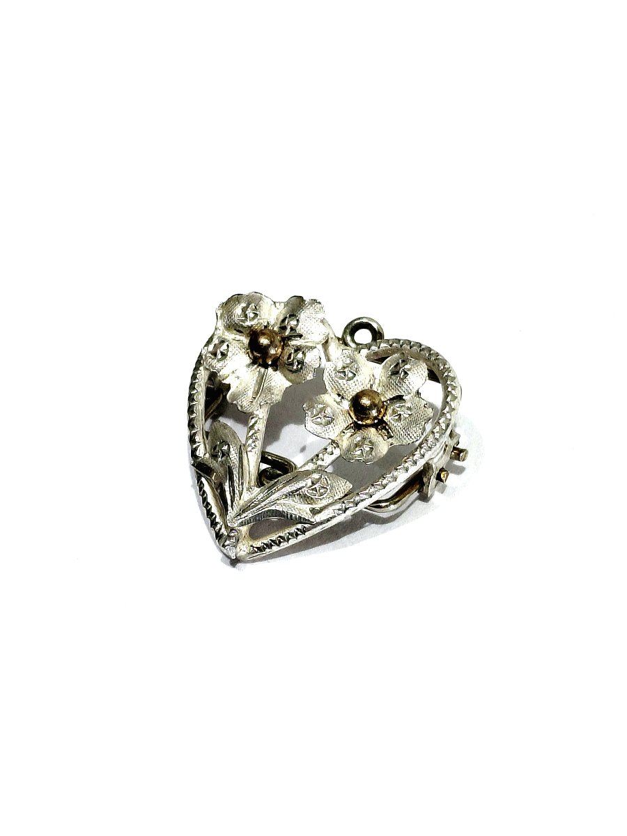 Bouton De Plastron En Argent en forme de coeur 