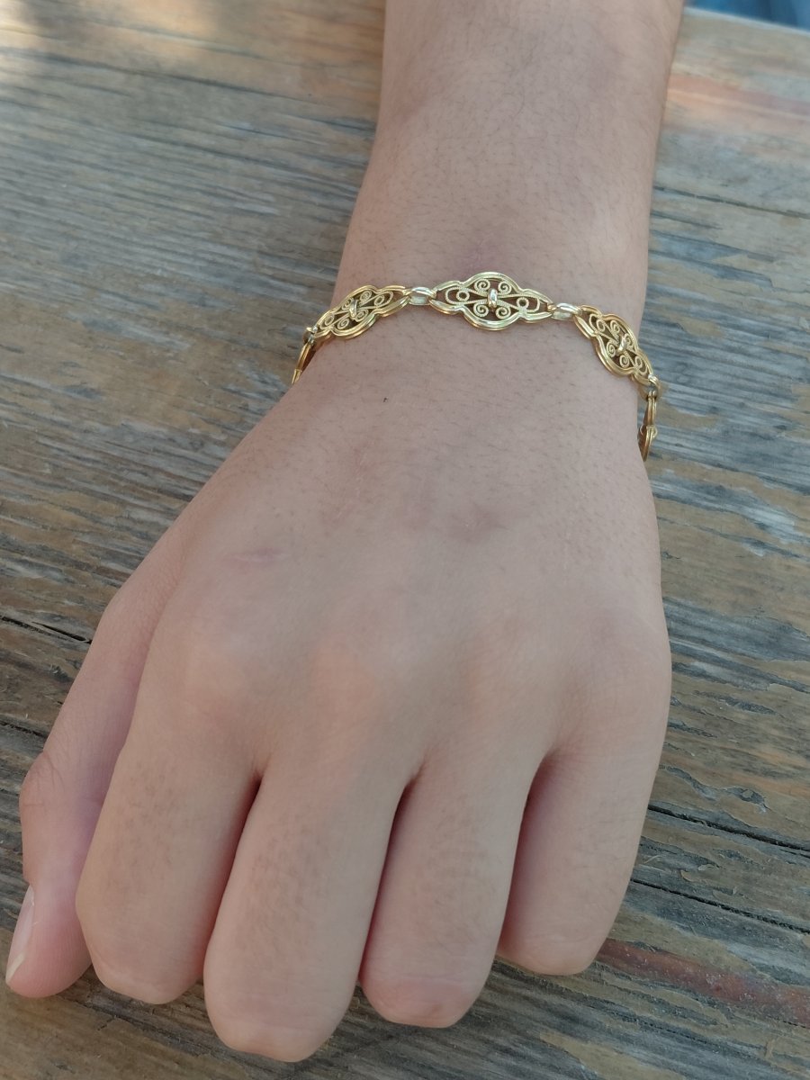 Art Nouveau / Art Deco Yellow Gold Bracelet-photo-6