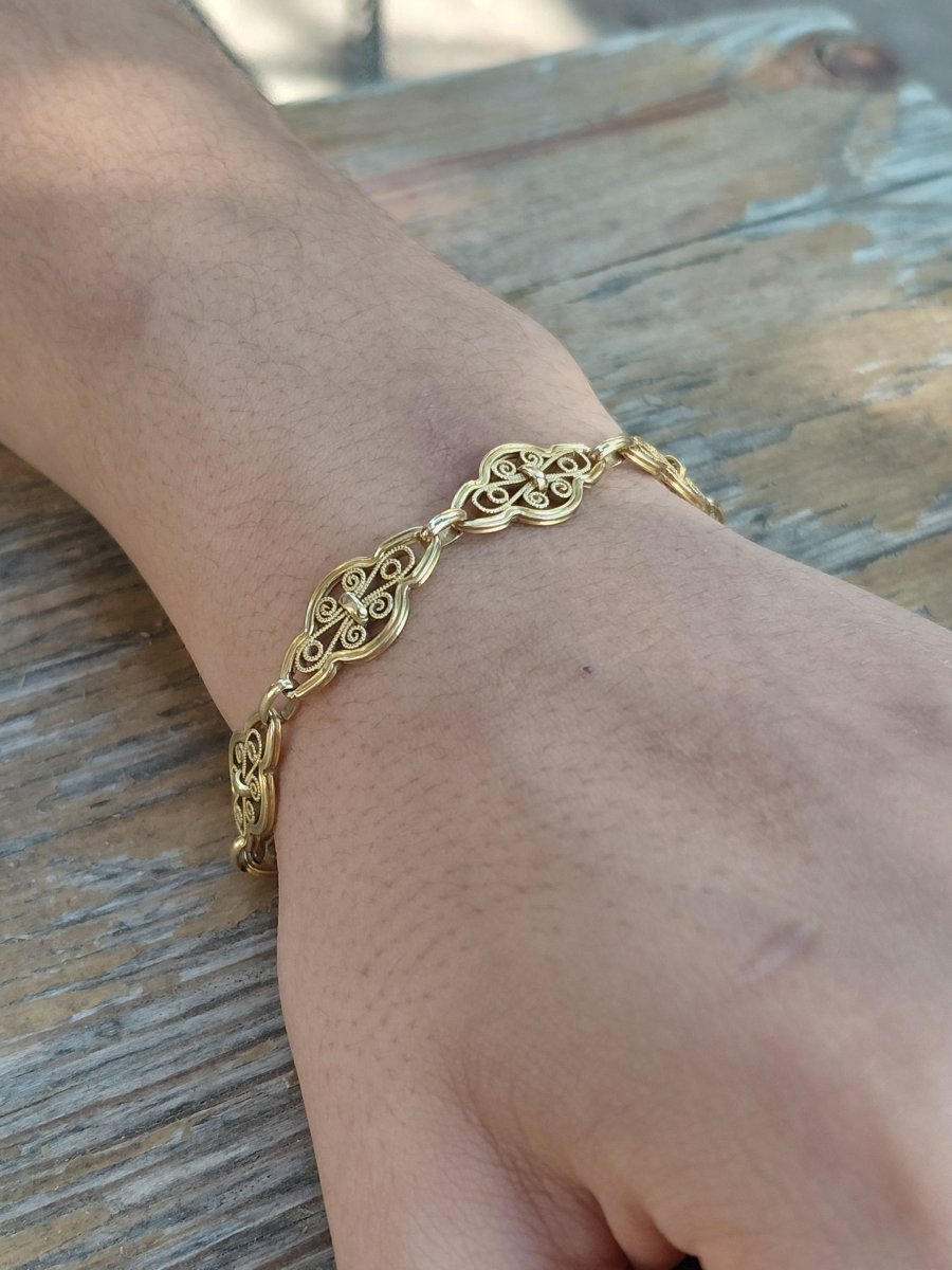 Art Nouveau / Art Deco Yellow Gold Bracelet-photo-7