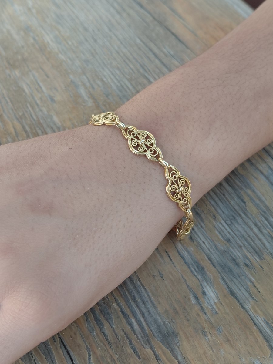 Art Nouveau / Art Deco Yellow Gold Bracelet-photo-8