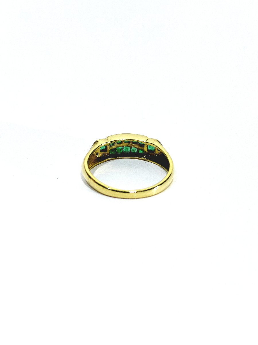 Bague Or Jaune, Diamants Et Émeraudes -photo-4