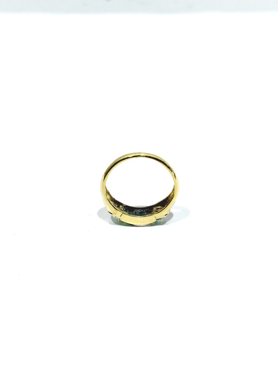 Bague Or Jaune, Diamants Et Émeraudes -photo-5