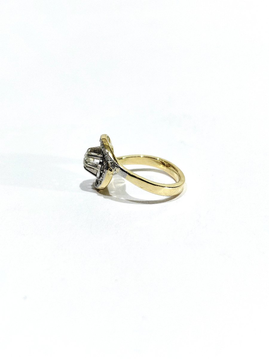 Bague tourbillon en or jaune, blanc et diamants -photo-2