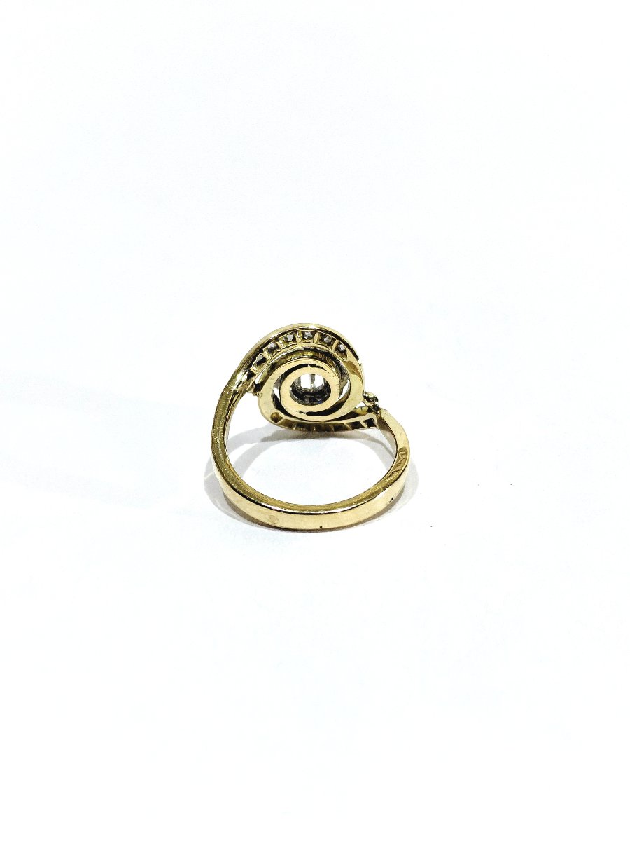 Bague tourbillon en or jaune, blanc et diamants -photo-3