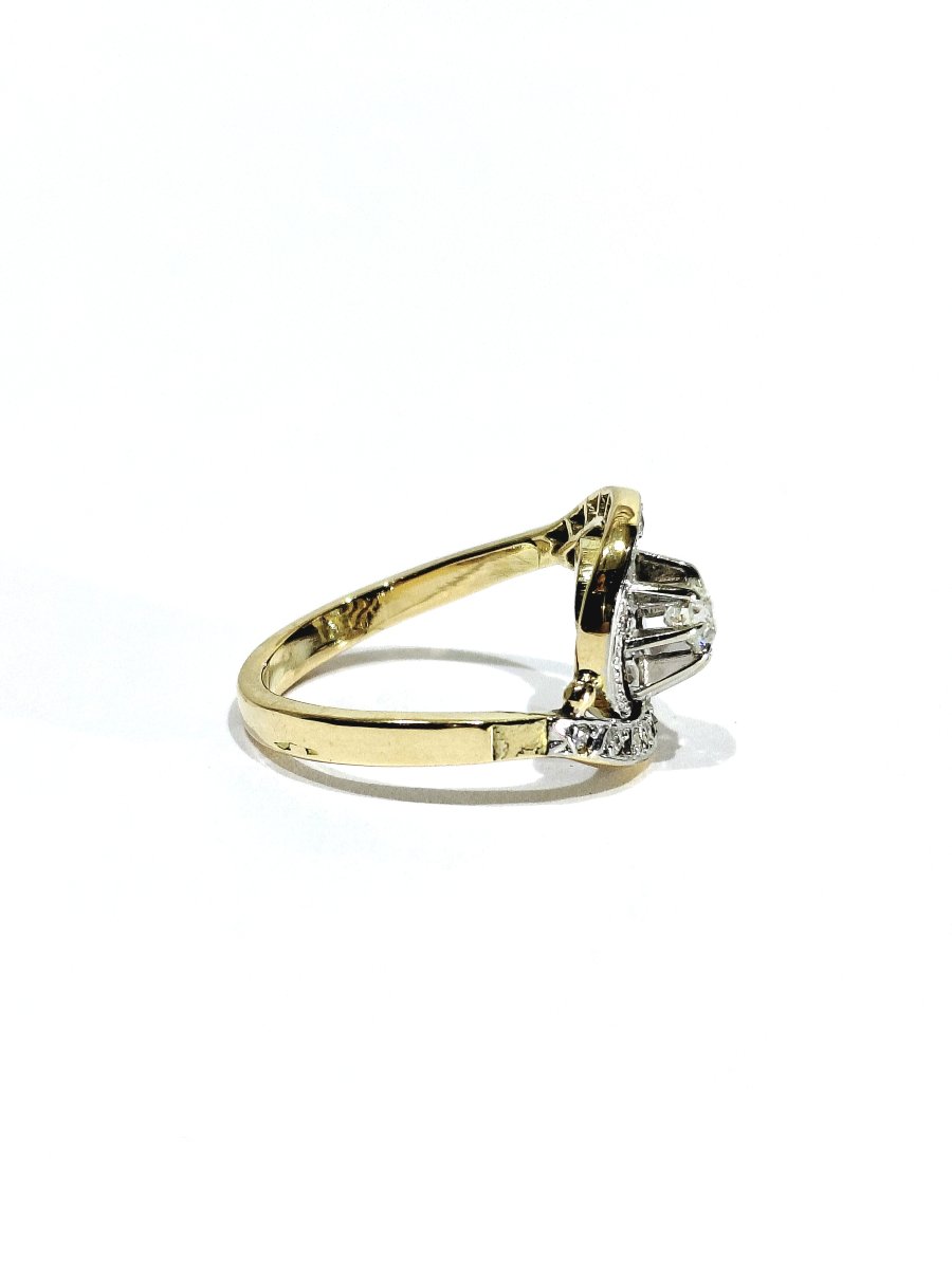 Bague tourbillon en or jaune, blanc et diamants -photo-4